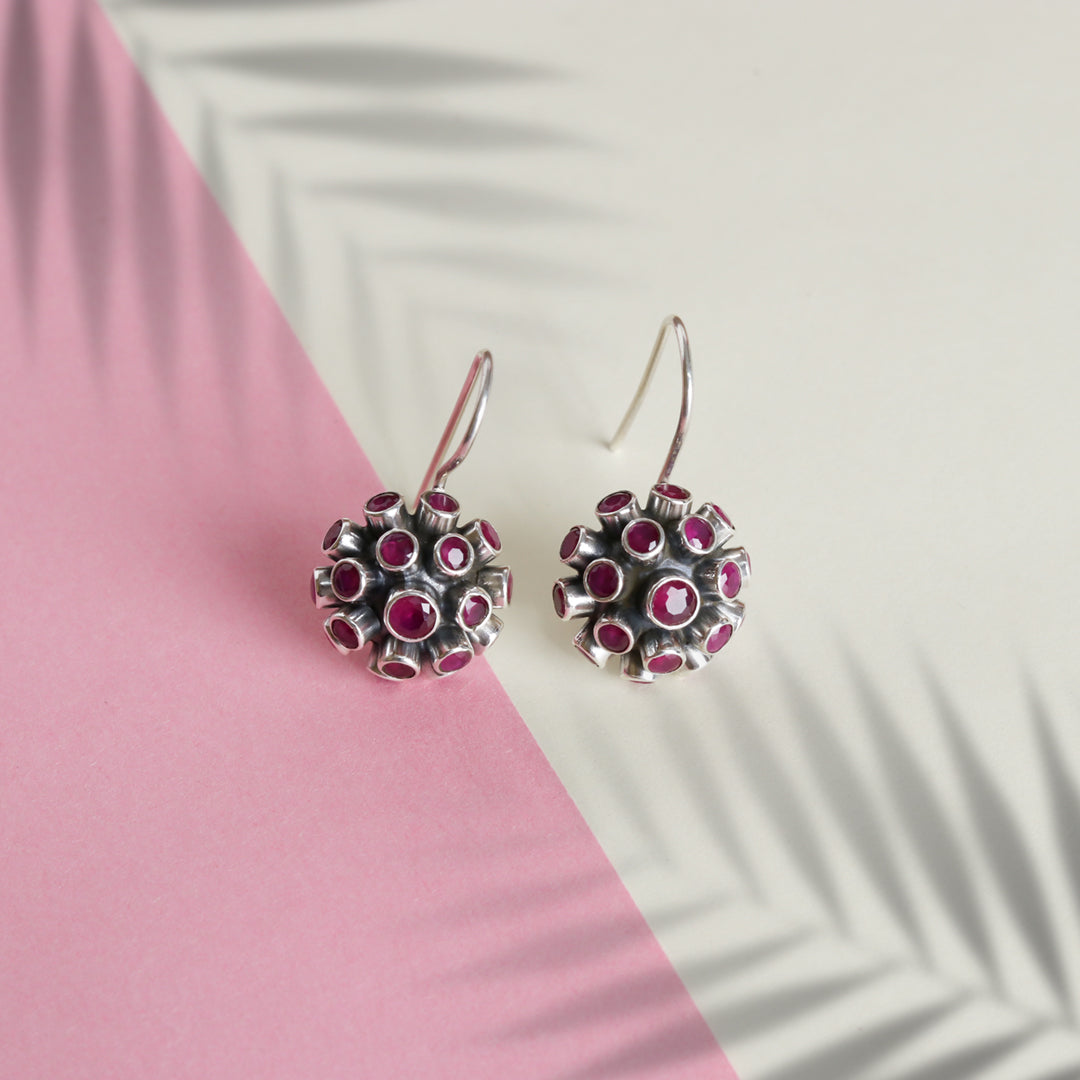 Spiked Hydro Ruby Earrings-1
