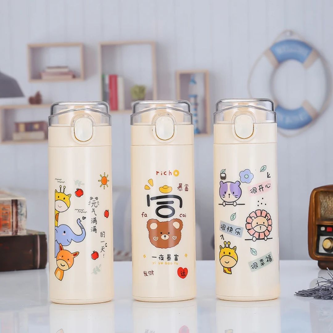 Kids Cartoon Sipper Bottle with Safety Lock Cap – Leakproof & Lightweight